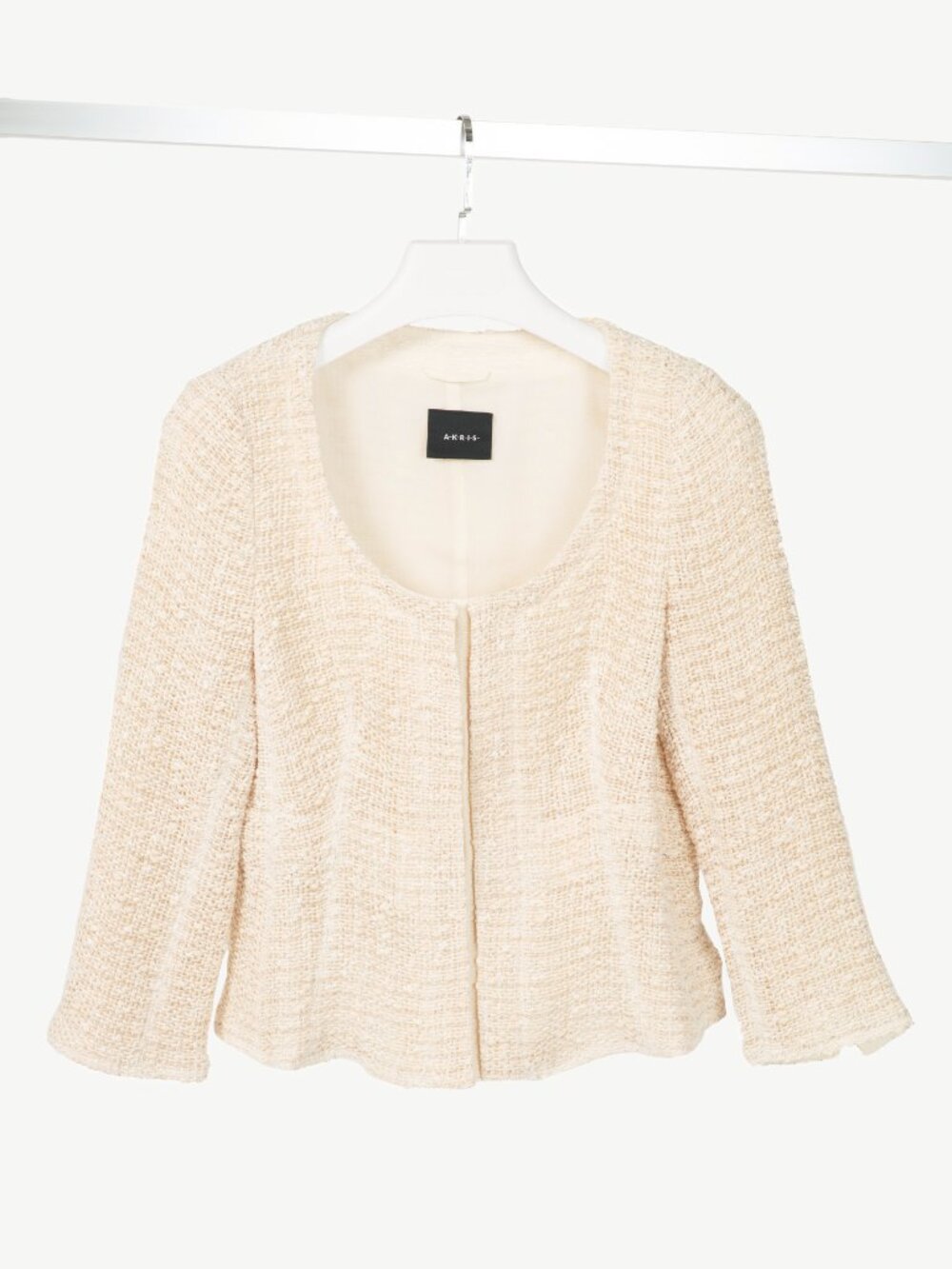 Akris Cream Cotton & Wool Boucle Tweed Jacket